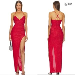 Michael Costello x Revolve Brigitte Gown in Red